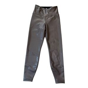 Yogalicious Faux Leather Leggings Lady Love Ankle Tights‎ Size Small Gray NWT